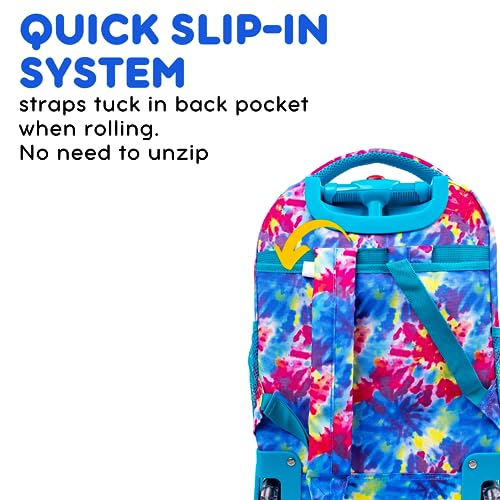 Image of J World Sunny Rolling Backpack for Kids. Roller Bag With Wheels, Tie Dye