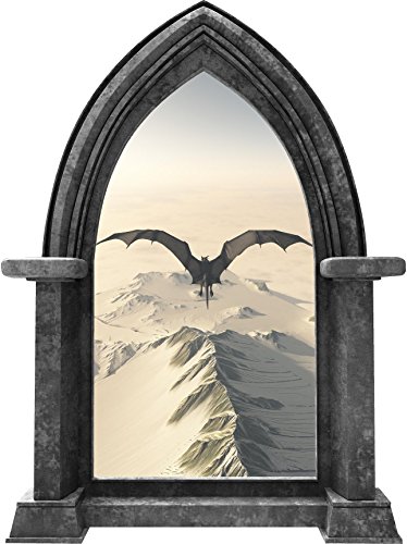 Vinilo decorativo Castillo Dragón Negro 24 pulgadas miniatura 1