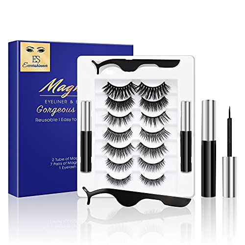 Magnetic Eyelashes Silk Material, Long Lasting Magnetic Lashes Easy to Remove, Magnetic Eyelashes with Eyeliner Natural Looking ,Natural Lashes for Women , PestaÃ±as Postizas Magneticas