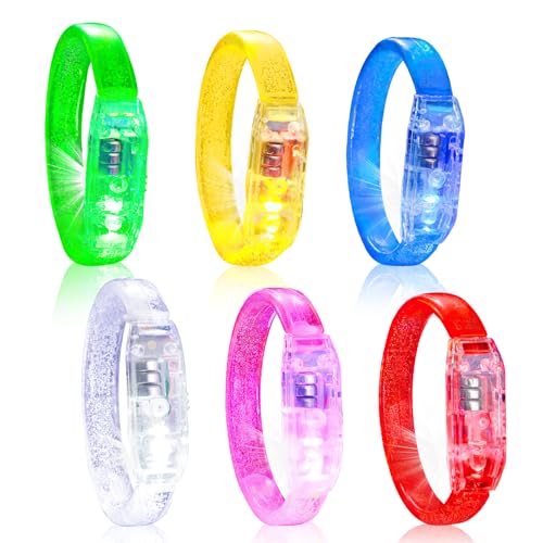 6 Pezzi Braccialetti Luminosi LED, Braccialetti Fluorescenti Bambini e Adulti, Bracciali Bastoni Luce per Halloween Natale Concerto Matrimoni