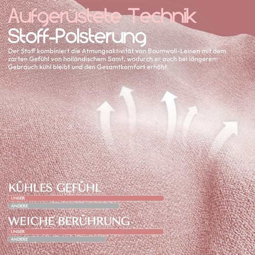 Sedia da gioco in tessuto con cuscino primaverile, poltrona da gioco con poggiapiedi, ergonomica, in PC, per gamer, da ufficio, portata 150 kg, colore: rosa - Sedia gaming - Immagine 3