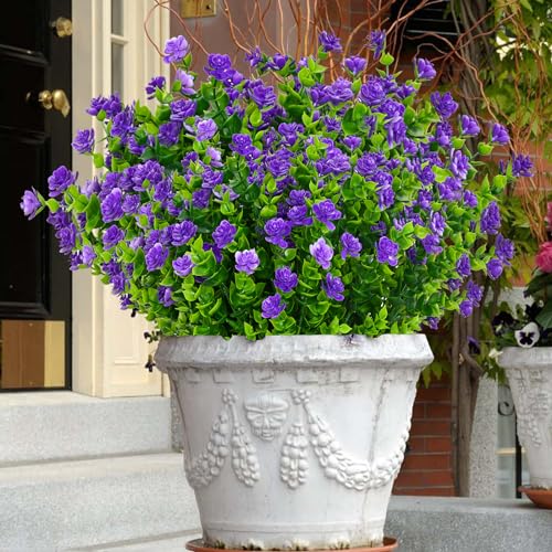BLEUM CADE Artificial Flowers for Outdoors, 12 Bundles Artificial Plants