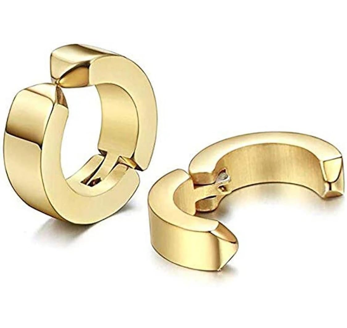 Trendy Golden Color Round Shaped Press Non-Piercing Style Clip On Metal Barbell Earring Hoop Bali Stud For Men And Women,1 Pair-image-29