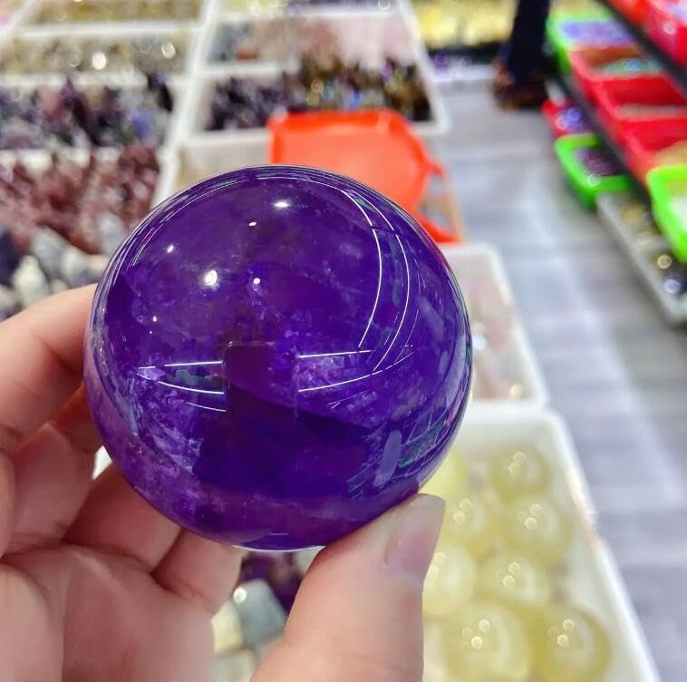 Natürlicher Wächter-Amethyst-Kugel, Roher Edelstein, Bastelgeschenke, Lila Quarzkristall-Steinkugel, Heimdekoration,60-65mm