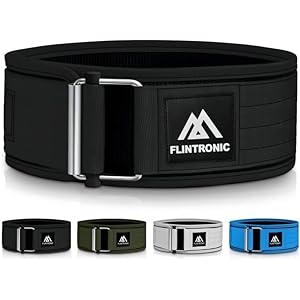 Flintronic Self-Locking Weight Lifting Belt, Weight Lifting Belt AUTO LOCK, 4”Bodybuilding Workout Belt with Sweat Bands, Powerlifting Belt Back Support, Deadlift Training Belt for Men Women