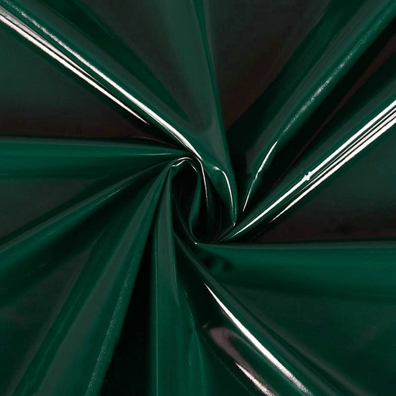 50X145CM 13 Color Shiny Glossy Vinyl Leather PU Fabric Soft Stretch Mirror Material for Bag Dress Stage Costume Upholstery (Dark Green)