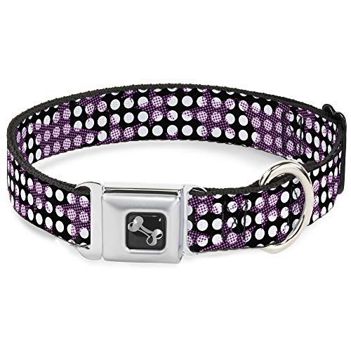 Collier de chien os ultra-résistant motif rétro noir et rose - 2