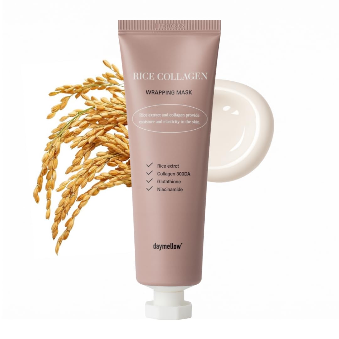 daymellow Rice Collagen Wrapping Mask 2.36 fl. oz / 70ml – Korean Peel-Off Facial Mask with Hydrolyzed Collagen, Hydrating & Firming, Overnight Gentle