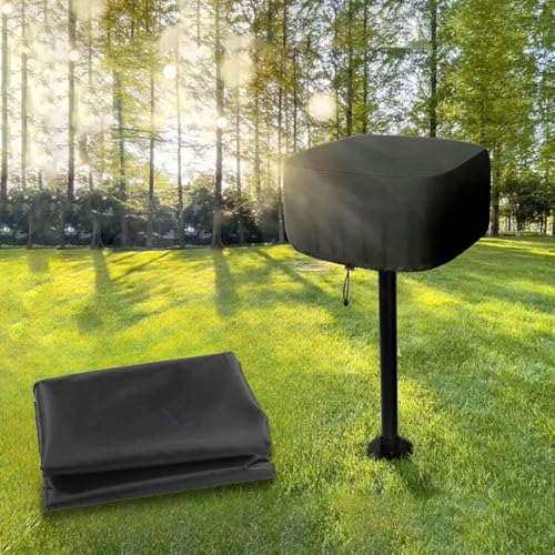 Image of Risveglio Heavy Duty Oxford BBQ Grill Cover for Park Style Rectangular Table Top Grills, Waterproof Windproof All Weather Protection with Drawstring, 62x60x50cm, Black(420D62*60 * 50cm)