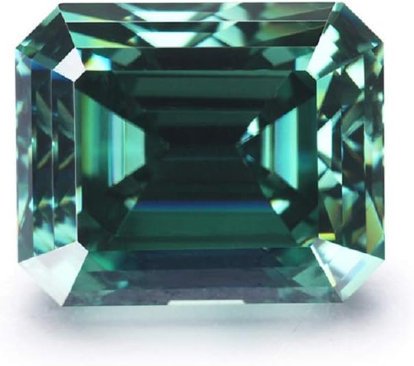 Loose Moissanite 5.00CT, Green Color Moissanite Stone, VVS1 Clarity, Emerald Cut Brilliant Gemstone for Making Vintage Ring, Jewelry, Pendant, Earrings, Necklaces, Watches