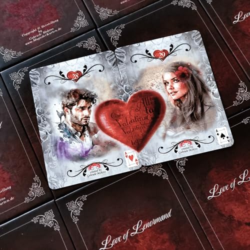 The Love of Lenormand – Lenormand Orakelkarten – Kartendeck in dekorativer Box mit 36 Karten mit roter Folienprägung