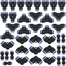 CESFONJER Pneumatic Push Fit Fittings, Push Fit Fittings Tube 40Pack 6mm Y+T+I+L Type Combo, Plastic 1/4inch diameter Push to Connect Fitting Tube Connect, Tube Fitting Push Lock