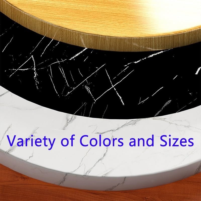 SYYXHC Wood Table Top for Patio Coffee Dining Garden Table, Round Living Room Tabletop, 16" 20" 24" 28" 32" 36" Versatile Countertop(Black Stone Vein,50cm/19.6in)