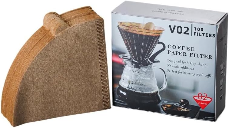 NW 1776 Pour Over Coffee Maker Set High Borosilicate Glass Dripper Coffee Sharing Pot Home Brewing Filter Compatible Drip Coffee Accessory with Comfortable Walnut Handle (100 V02 filter paper)
