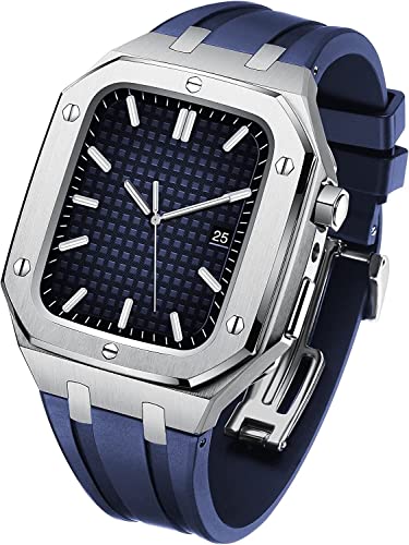 Bracelet silicone Apple Watch 44mm et boîtier acier intégré SCHIK look chic pour le bureau