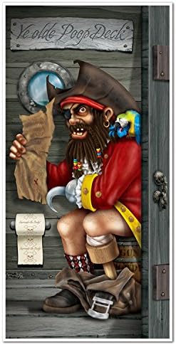Beistle Pirate Party Supplies Pirate Birthday, Pirate Captain Restroom Door Cover 30 Inch x 5 Feet, Pack 12