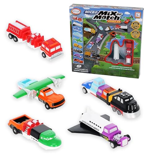 Popular Playthings Micro Magnetic Mix or Match Vehicles Deluxe 1 Set of 9
