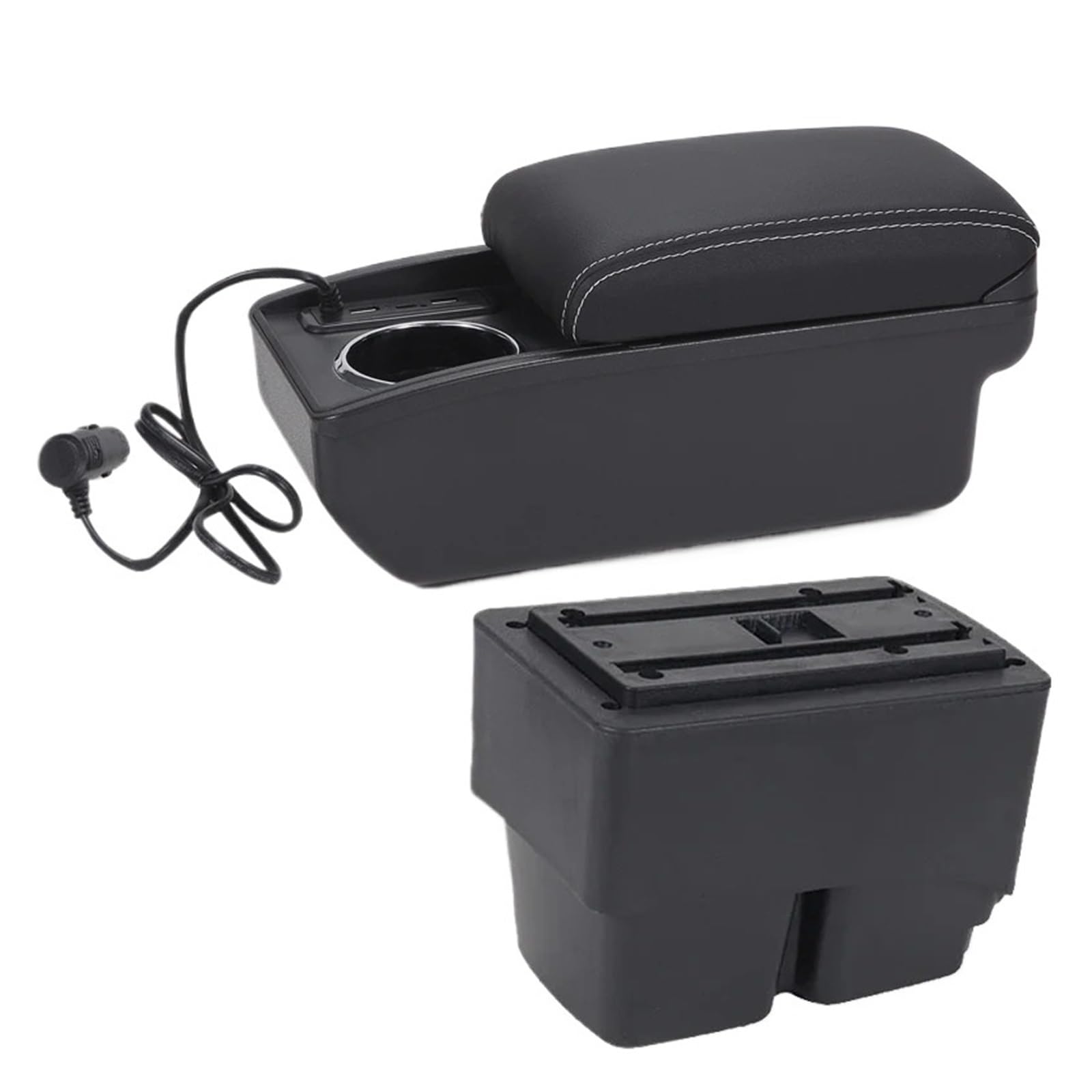 UMDJJU For Fiesta MK7 2009-2017 Storage Box Interior Details Car Accessories Car Centre Console Armrest Box(A3 Fast charging)