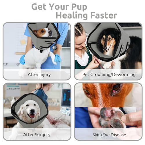 Halskrause Hund Weich Nach OP, Verstellbarer Anti Leckschutz Hund, Leichter Hundekragen, Leicht Halskrausen für Hunde, Schutzkragen für Kleine Hunde (Grau,S)