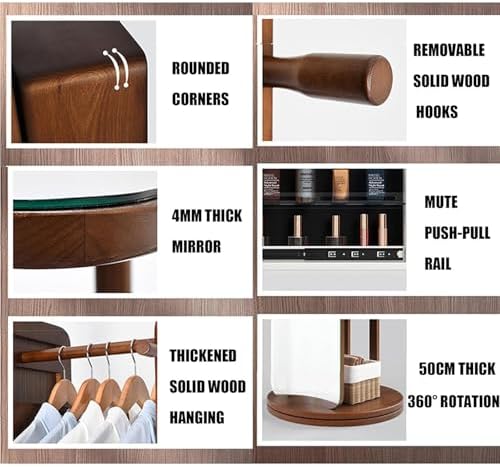 Solid Wood Full Body Dressing Mirror with Makeup Cabinet & Hanger - Floor Mirror for Bedroom Storage, Stylish Fitting Mirror for Home Décor