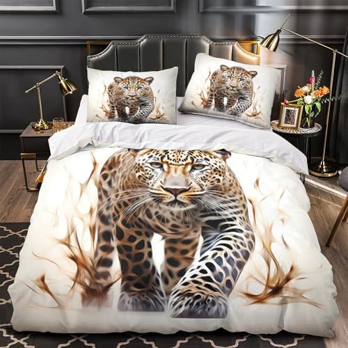 Housse de couette léopard microfibre ultra douce toutes saisons - 4