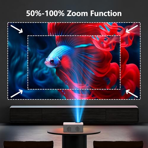 Image of TMY 1080P Full HD Portable Mini Projector, Bluetooth Movie Projector, Compatible with TV Stick /Smartphone /PC /Game Console /HDMI /USB, Indoor & Outdoor Use, Built in Netflix app