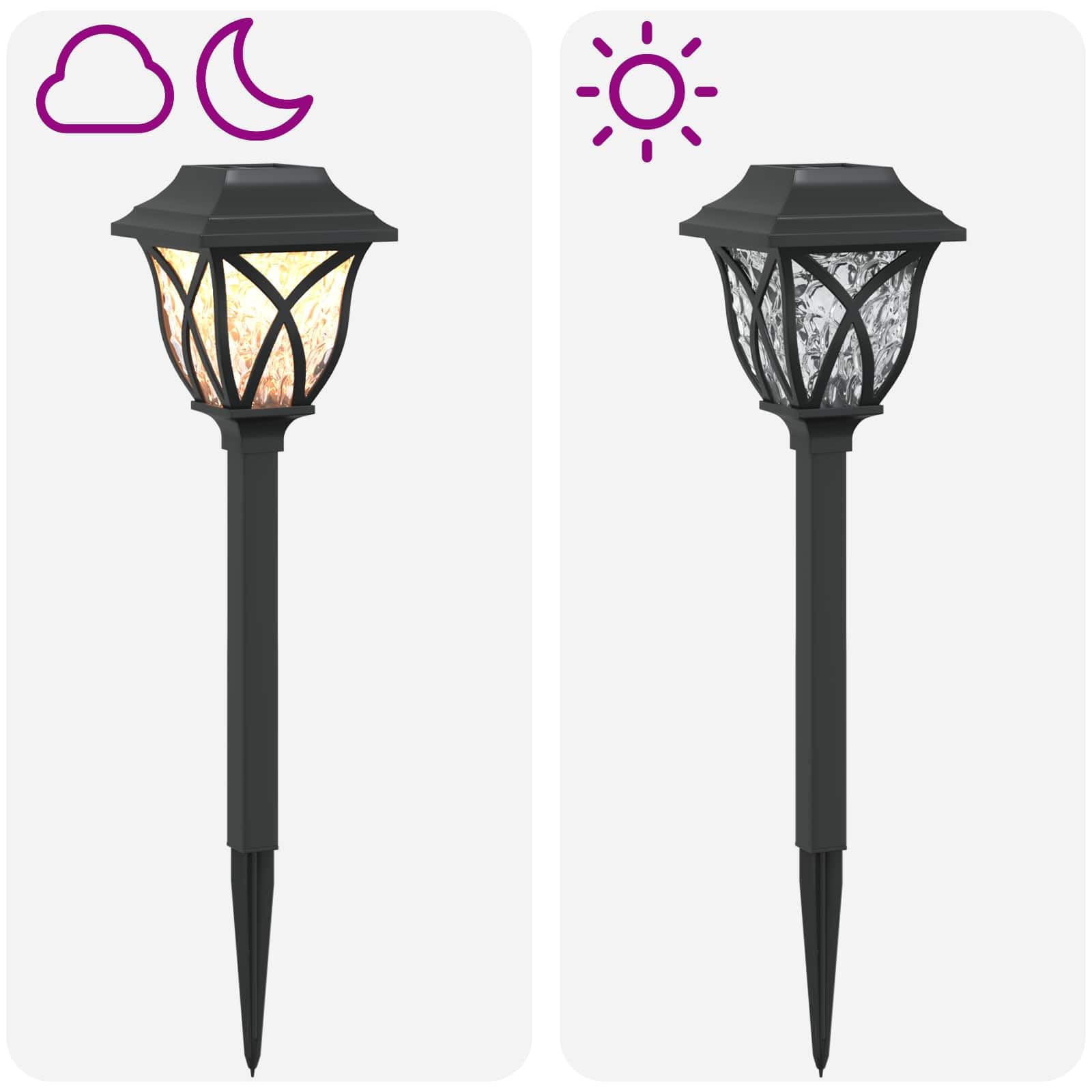 vidaXL Zewnętrzne lampy solarne ze szpikulcem podłogowym 12 szt. 42 cm PP, ogród, dziedziniec - nowoczesne solarne lampy LED, odporne na warunki atmosferyczne, oświetlenie zewnętrzne, opcje