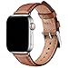 Produktbild SUNFWR Leder Armband für Apple Watch Armband 44mm 40mm 38mm 42mm, Herren Damen Ersatz Original Lederband für iWatch Serie 6 5 4 3 2 1(38mm 40mm,Braun/Silber)
