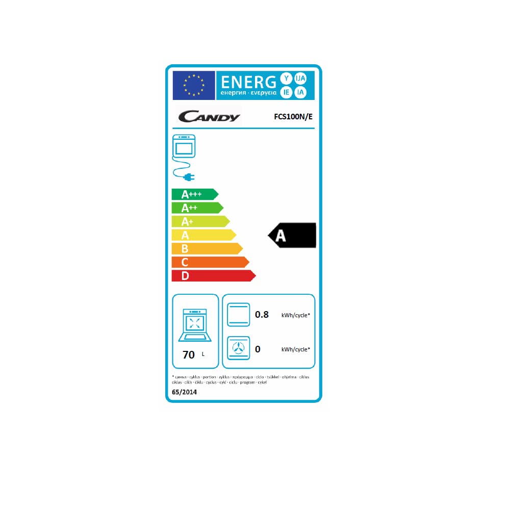 CANDY FCS100N Forno Elettrico 71 Litri, 4 Programmi, Classe Energetica A, 595x595x568 mm, Nero