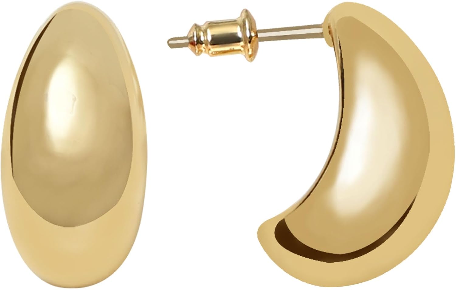 Small Chunky Gold Hoop Earrings For Women, 14k Gold Thick statement huggie hoop earrings Trendy Hoop Earrings Set Hypoallergenic Fashion Earrings