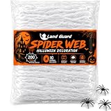 Land Guard 200 sqft Spider Web, Bonus with 10 Artificial Spiders, Fabric Spider Webbing, Cobweb Halloween...