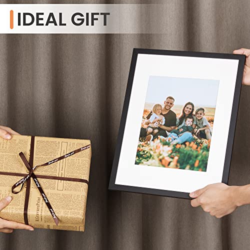 Image of upsimples 12x16 Picture Frame, Display Pictures 8.5x11 with Mat or 12x16 Without Mat, Wall Hanging Photo Frame, Black, 1 Pack