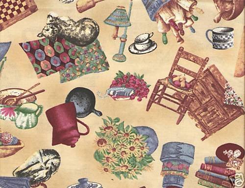 Fat Quarter Memories of Home Cotton Quilting Fabric -Cats Home
