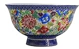  Bol à céréales, bol en céramique, bol à soupe, bol à riz, bol à petit-déjeuner, bol à riz en porcelaine de style palais ancien chinois, bol à bouillie, bol à soupe, bol à fleurs en porcelaine bleue et