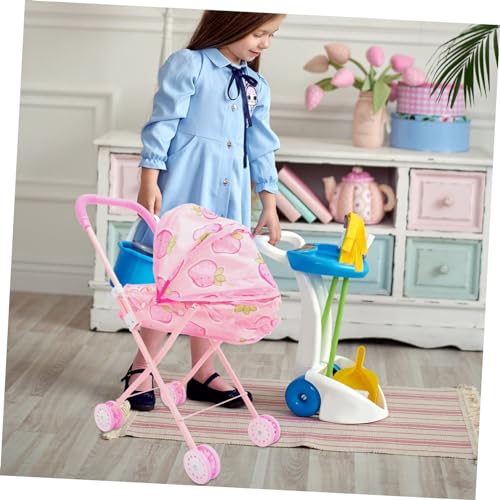 BESPORTBLE Kleiner Puppenwagen mit Stauraum Bewegliches Modell aus Sicheren Materialien mit Glattem Griff für Rollenspiel und Puppenpflege für Mädchen und Jungen – Bild 8