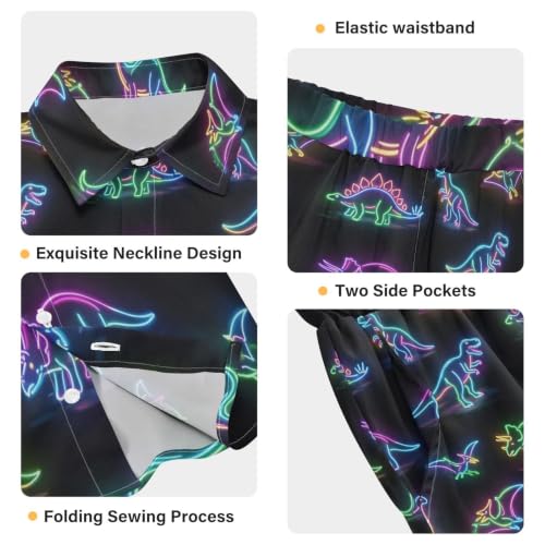 Image of 3T Toddler Boy Shorts Set Teal Hawaiian Button Down Shirts Summer Outfits for Little Boy