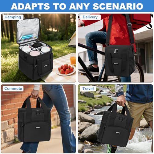 MRINCA Reusable Drink Carrier with Handle – 4 Cup Insulated Collapsible Beverage Bag with No-Spill Base, Adjustable Divider & Mesh Side Pockets, for Delivery, Car, Travel by MRINCA - Image 7