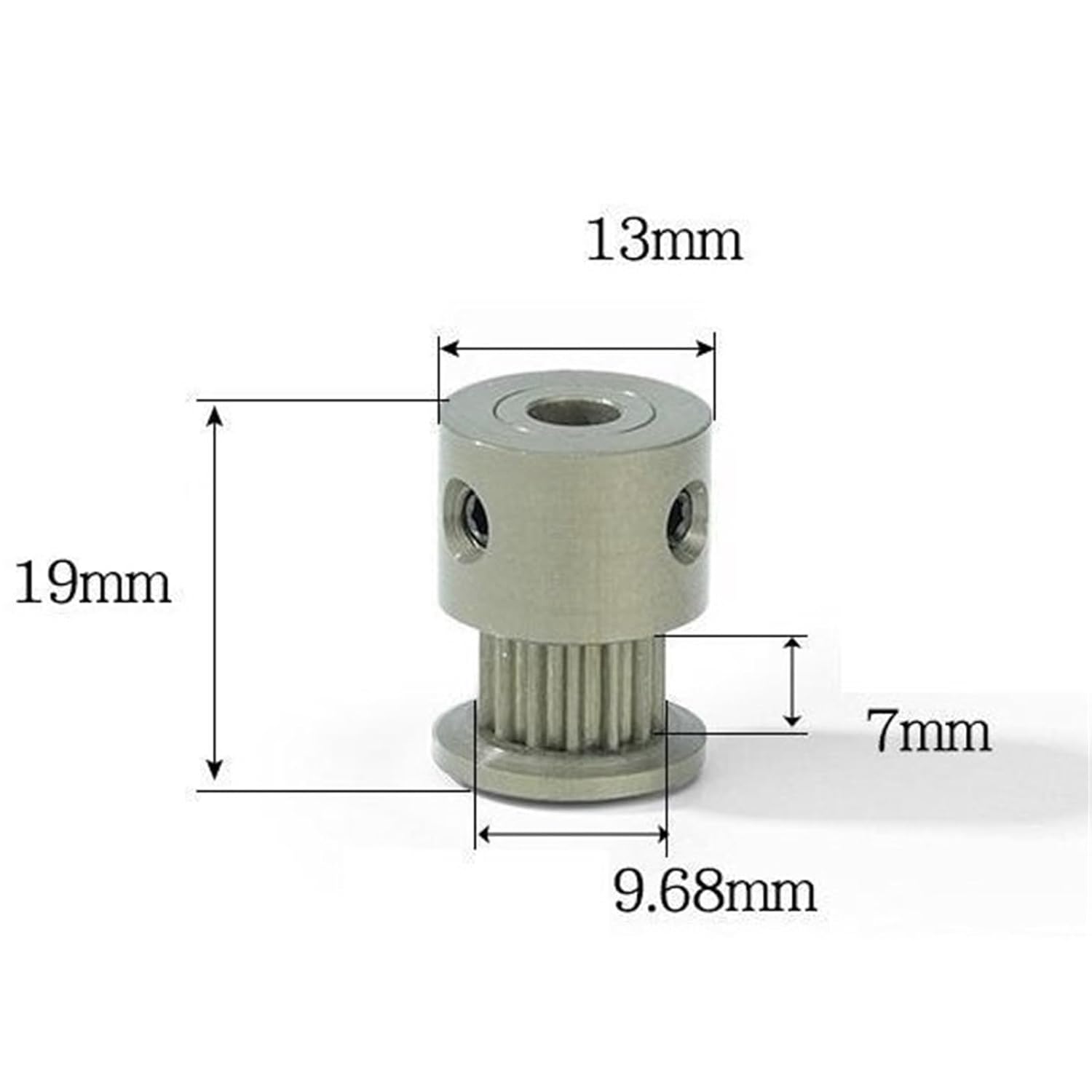 Pulley Synchronous Wheel for Width Belt 16T Synchronous Wheel K Type LY-S2M Timing Pulley Hard Anodized Aluminium(LY-S2M16-7K-P5)