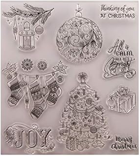 BESTOYARD christams Clear Stamp in Silicone For DIY Scrapbooking card making clear rubber stamps with xmas ball pattern holiday party favors