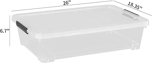 Miniatura 2 de Paquete de 40 cuartos de galón de plástico para debajo de la cama, contenedor organizador con tapas seguras y ruedas duraderas, transparente