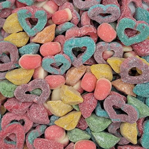 Trolli Sour Brite Gummy Candy Mix - Trolli Sour Brite Very Berry Knockout Hearts, Trolli Sour Brite Lips And Trolli Strawberry Puffs Gummy Candy Assorted (4 Pound) #TOP2