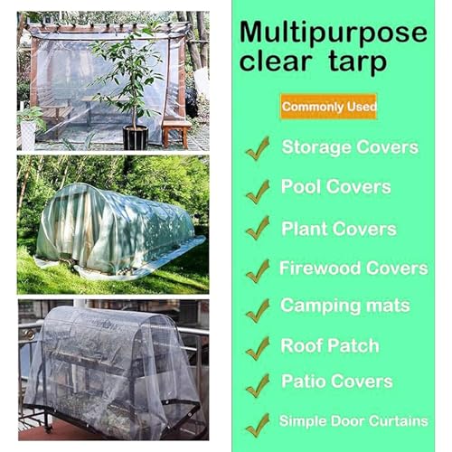 Bâche transparente résistante imperméable anti-UV avec œillets pour jardin