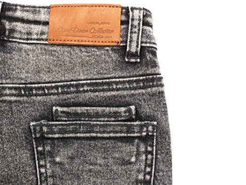 Kidscool Space Kids Rasgado Buracos Fashion Faixa elástica interna jeans slim, Preto, 5-6 anos