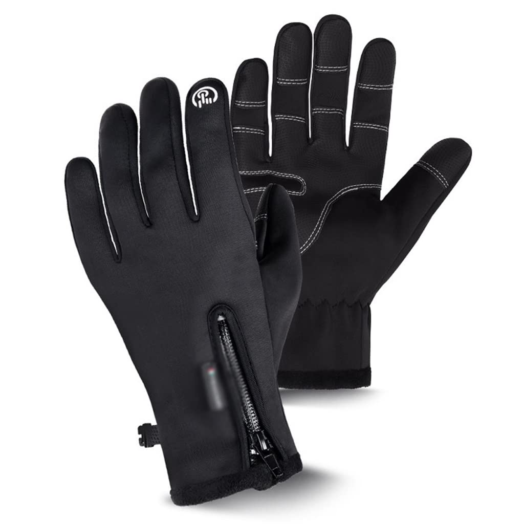MyrRhe Guanti Antivento da Ciclismo Antiscivolo Guanti da Ciclismo all'aperto da Uomo Impermeabili e Velluto Spesso Calore Guanti da Dito Minuto Nero L codice 10,5 cm
