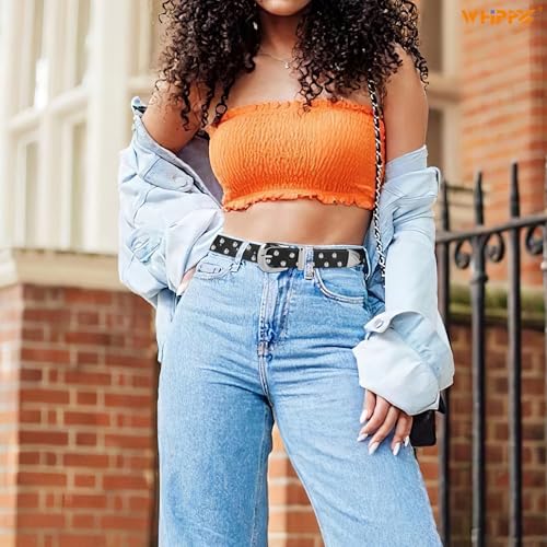 WHIPPY Women's Leather Belt Fashion Punk Studded Belt for Women for Jeans Pants Dresses4