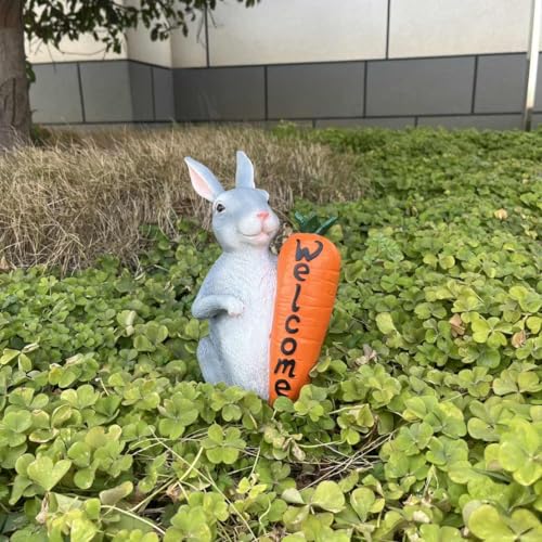 Estatua de conejo decorativa para jardín de resina miniatura 3