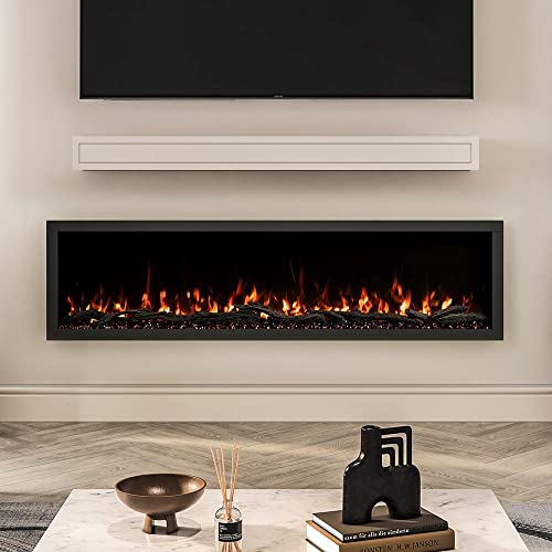 Modern Ember Highmark 72 Inch Smart Linear Electric Fireplace Insert - Premium Flame With 10 Colors, Sleek Hidden Vent Design, Install Recessed In-Wall Or Wall-Mount, Wifi And Voice-Enabled #TOP5
