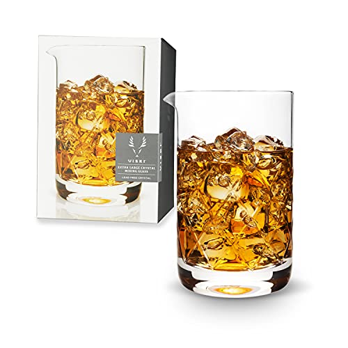 Viski Cocktail Mixing Glass 27 Oz Crystal Pitcher Extra Large Design