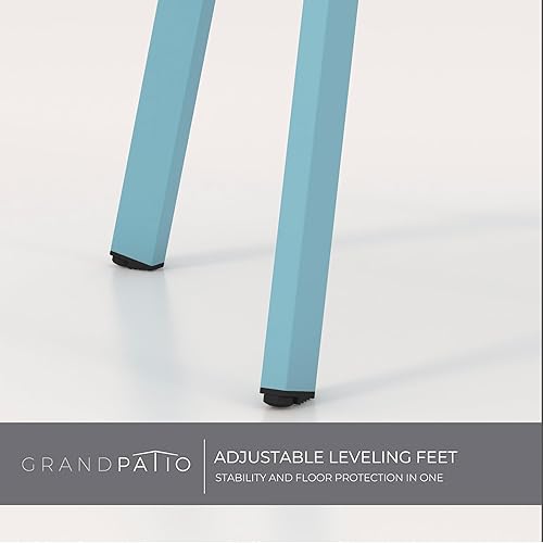 Miniatura 6 de Grand patio Mesa auxiliar redonda, resistente a la intemperie, mesa auxiliar redonda para exteriores con pies cuadrados, ideal para patio trasero,