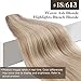 Sunny Weft Human Hair Extensions Ash Blonde Highlights Platinum Blonde Sew in Hair Extensions Blonde Highlights Human Hair Weft Extensions for Women Add Hair Volume 16inch 100g